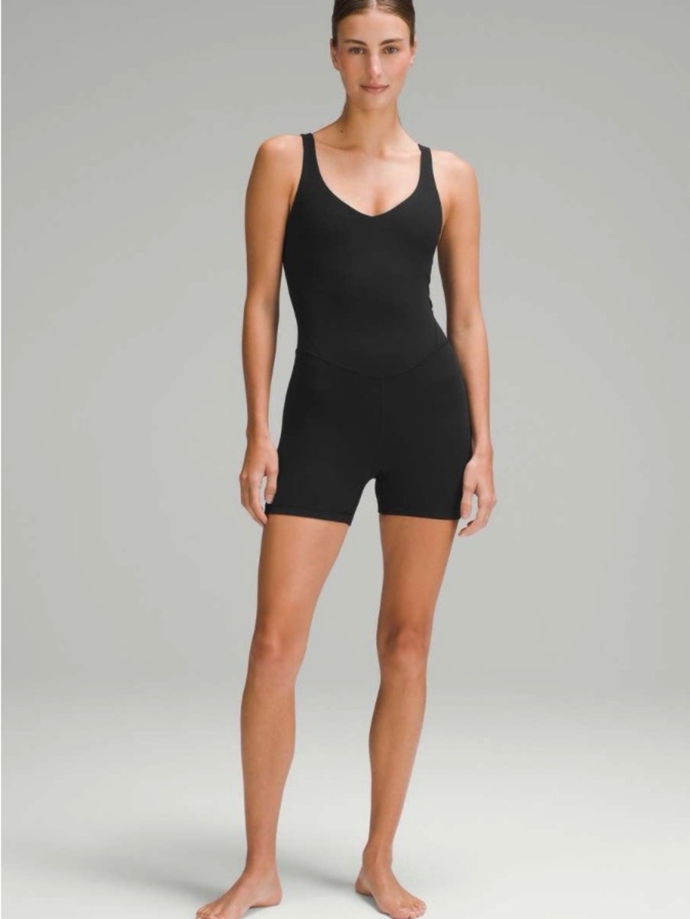 lululemon athletica Black V‑Neck Seamless Bodysuit Romper